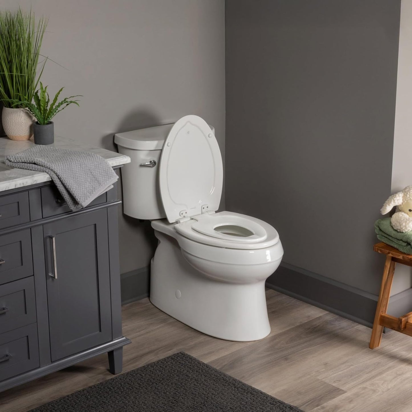 Mayfair NextStep Slow-Close Toilet Seat with Built-In Toddler Potty Training Seat, Removable, White, Round