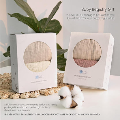lulumoon Muslin Bassinet Sheets for Baby: Soft Bedside Sleeper Bassinet Fitted Sheets for Boys and Girls