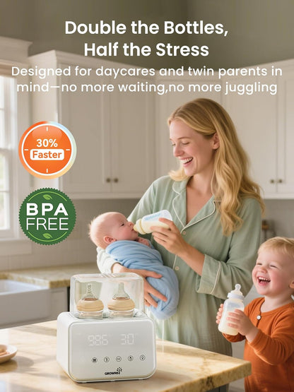 GROWSNY Fast Baby Bottle Warmer, 12-in-1 Milk Warmer with Steam and Water Bath Warming Modes for Breastmilk &Formula, Food Heating,with Thaw, Steri-lize, Egg Boil Function, Fits Most Types of Bottles