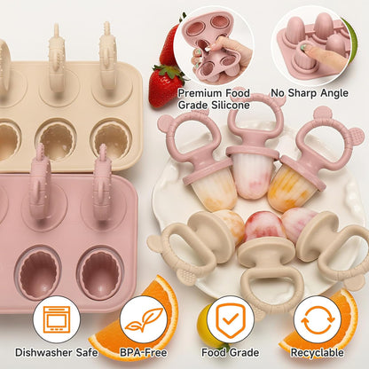 2-in-1 BPA-Free Ice Pop Molds & Silicone Baby Teethers for Teething Relief | Easy Fill Feeder for Breastmilk, Puree & Baby Food | Soothing, Fun & Safe Chewable Teething Toys for Infant & Toddler
