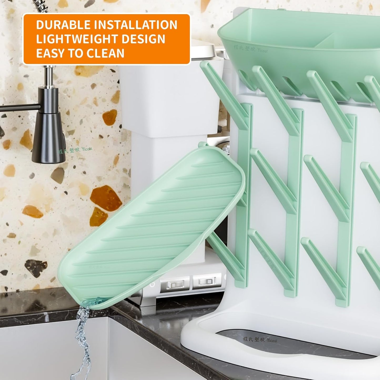 Yieach Larger Vertical Baby Bottle Drying Rack - BPA Free - Space Saving Feeding Bottles Drying Rack Holder for Countertop,Baby Bottle Holder Storage Station for Pacifiers,Pump Accessories Stand,Grey