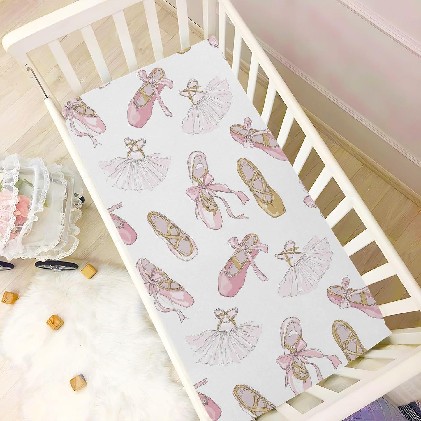 Baby Crib Sheet Cute Goose Flowers Crib Mattress for Boys and Girls Playard Sheet Soft Breathable Fitted Baby Mattress Cover 52x28in