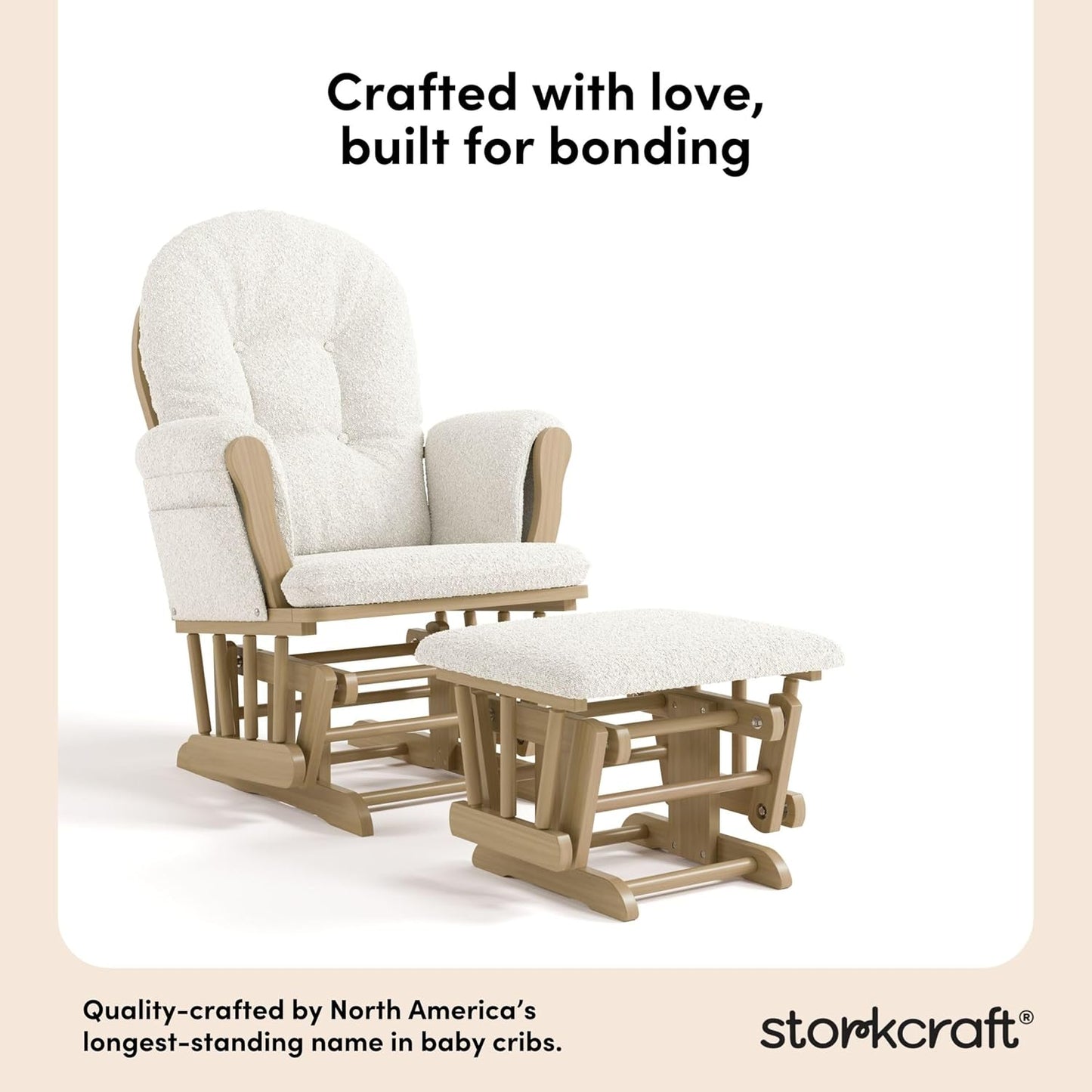 Storkcraft Premium Hoop Glider & Ottoman (Espresso/Gray Swirl) — GREENGUARD Gold Certified Nursery Glider, Solid Wood Craftsmanship, Smooth-Gliding Nursery Chair and Ottoman, Award-Winning - Colors B