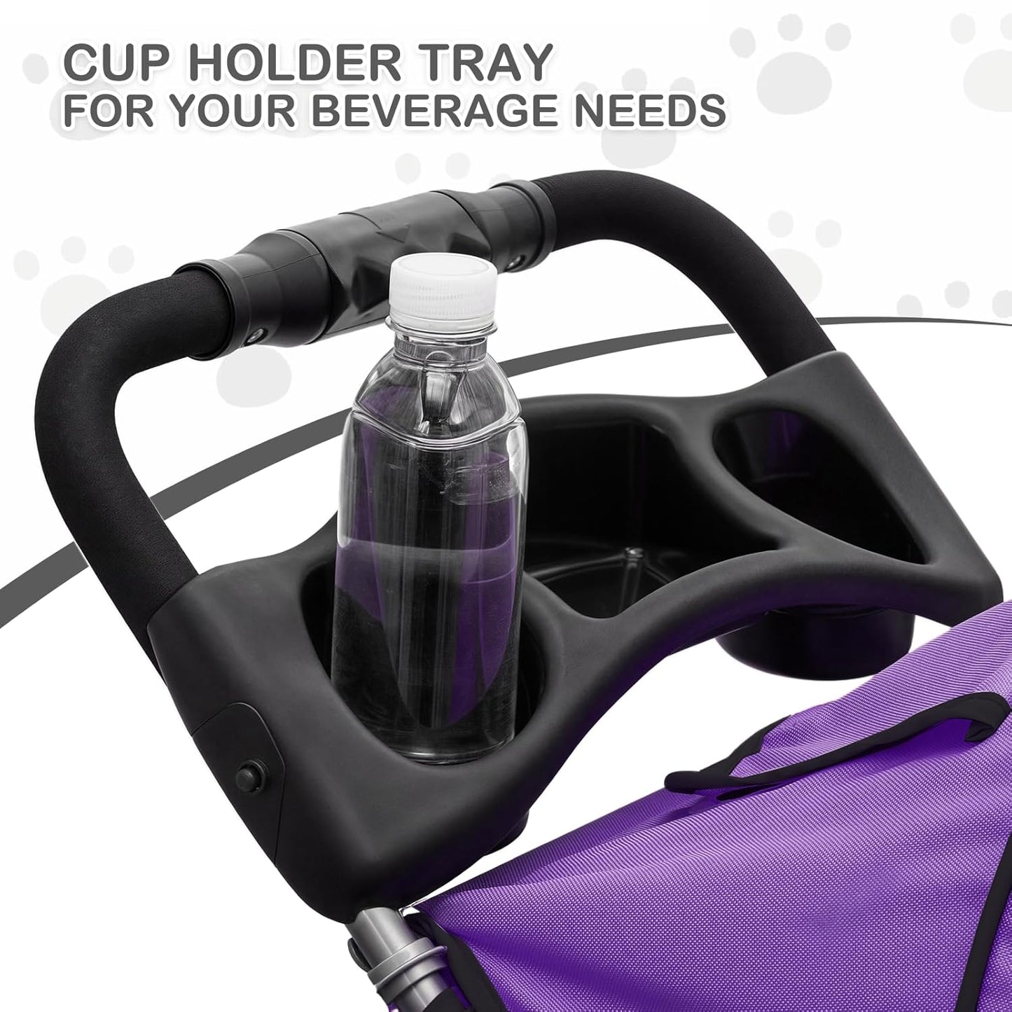 MoNiBloom Foldable Pet Stroller with Weather Cover, 3 Wheels Pet Strolling Cart for Small/Medium Dogs and Cats with Storage Basket and Cup Holder, Breathable and Visible Mesh for All-Season, Black
