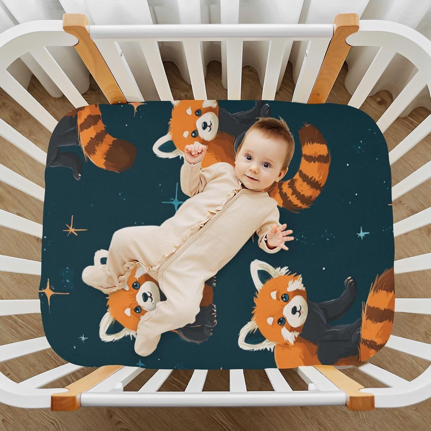 Baby Crib Sheet Cute Goose Flowers Crib Mattress for Boys and Girls Playard Sheet Soft Breathable Fitted Baby Mattress Cover 52x28in