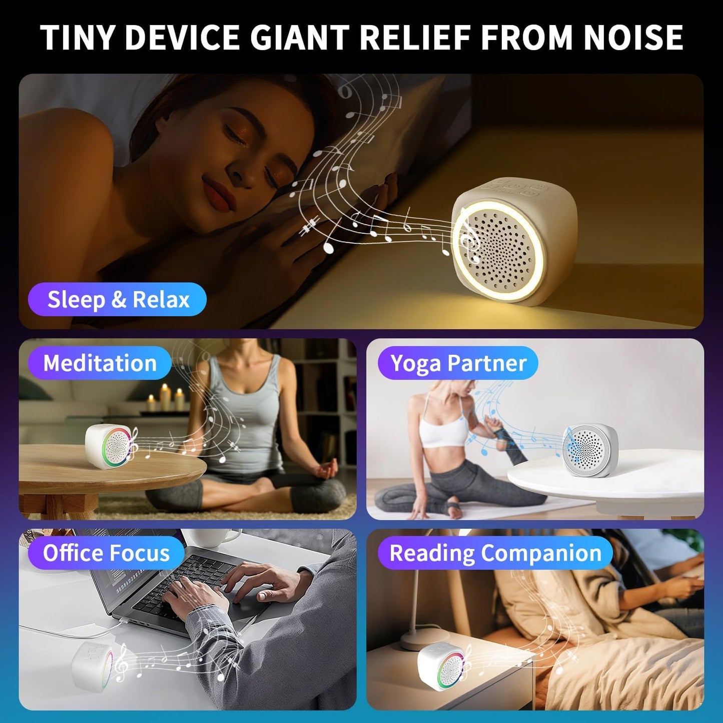 Sleep Better Anywhere–Portable White Noise Machine for Baby & Adults – 26 Non-Looping Sounds, Travel Sleep Sound Machine with Night Light, Timer, Compact for Bedroom, Office, Camping, Cruise
