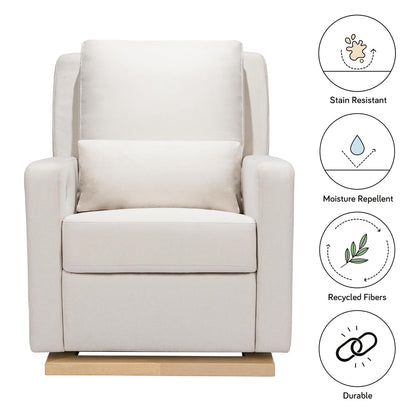 Babyletto Sigi Electronic Power Recliner & Swivel Glider with USB Port in Performance Beach Eco-Weave with Light Wood Base, Water Repellent & Stain Resistant, Greenguard Gold and CertiPUR-US Certified