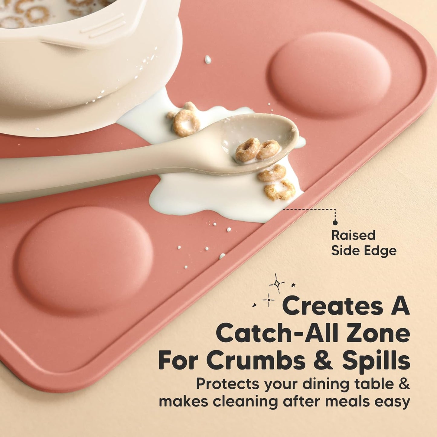 KeaBabies 2pk Silicone Placemats for Toddlers, Kids - 12x9 Non Slip Suction Baby Silicone Placemat for Restaurants, Dining Table,Travel, Easy to Clean, Food Grade/BPA-Free,Small Baby Table Mat(Slate)