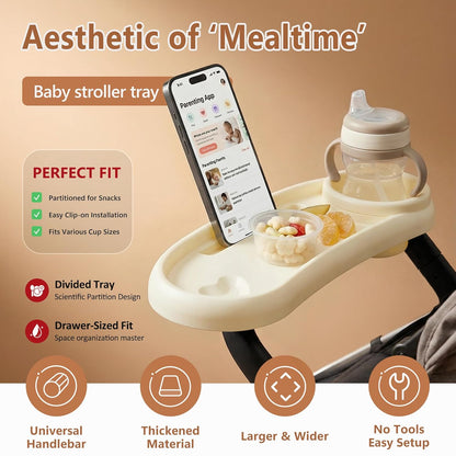 Li & Zhao Universal Stroller Snack Tray Attachment - Universal Snack Tray for Cloud Cup Holder Tray Plastic Accessories for Baby,Toddler(Beige)