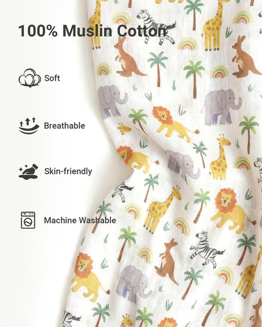 Rquite Car Seat Cover Baby for Girls Boys, 100% Muslin Cotton Infant Carseat Canopy, Soft Breathable Stroller Sun Shade & Newborn Shower Gift, Large Size Universal Fit Summer, Hot & Warm Weather
