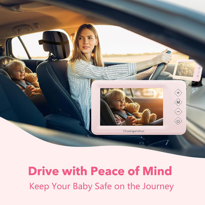 5'' Baby Car Camera with NO.1 Night Vision, USB Powered, Mirror/Normal Mode, 1080P IPS Crystal-Clear Car Baby Monitor With Brightness Setting & 3X Zoom, infant Backseat Camera, S100U, 5inch Black