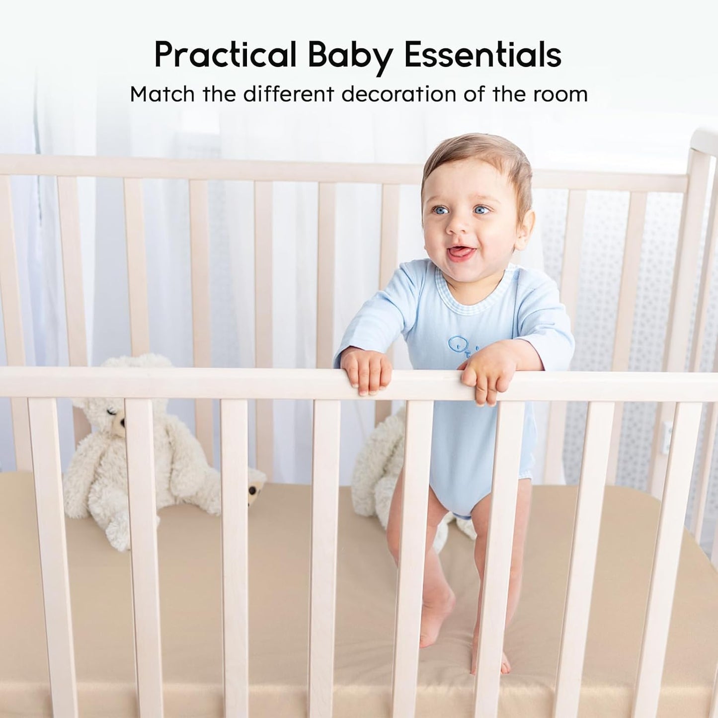 Yoofoss Pack and Play Sheets Fitted, Mini Crib Sheets 2-Pack for Pack N Play Mattress, Stretchy Playard Sheet, Soft and Breathable Green+Giraff