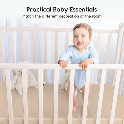 Yoofoss Pack and Play Sheets Fitted, Mini Crib Sheets 2-Pack for Pack N Play Mattress, Stretchy Playard Sheet, Soft and Breathable Green+Giraff