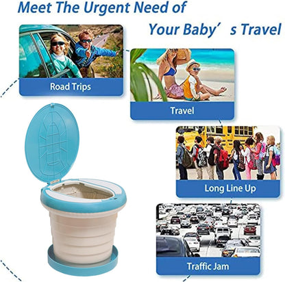 Travel Potty for Toddler, Portable and Foldable Toilet, Apply to Seat Emergency Toilet for Car, Camping, Outdoor, Indoor (green, small)