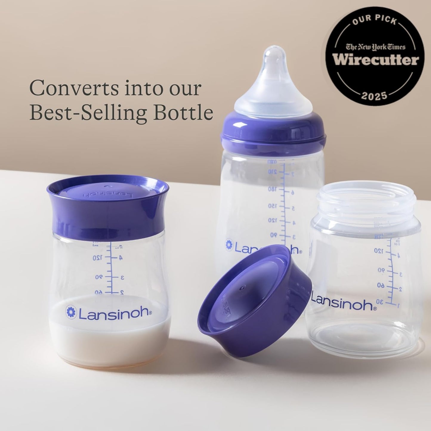 Lansinoh Breastmilk Storage Bottles | 4-Pack 5oz BPA & BPS-Free | Pump-to-Storage Feeding Bottles | Compatible with Lansinoh Breast Pumps and Nipples