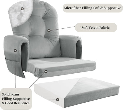 HOMBYS Glider Rocker Replacement Cushions 5 PCS with Storage Side Pocket, Velvet Fabric, Foam & Microfiber Filling, Non-Slip & Washable,Thickened & Supportive for Glider Rocking Chair