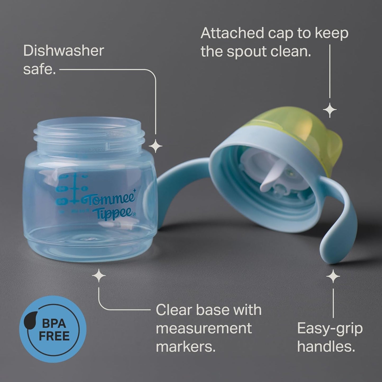 Tommee Tippee Starter Weighted Straw Baby & Toddler 10oz Sippy Cup for 6 Months+, with Silicone Weighted Straw and Easy-Hold Handles, BPA Free, Pink & Purple, Pack of 2