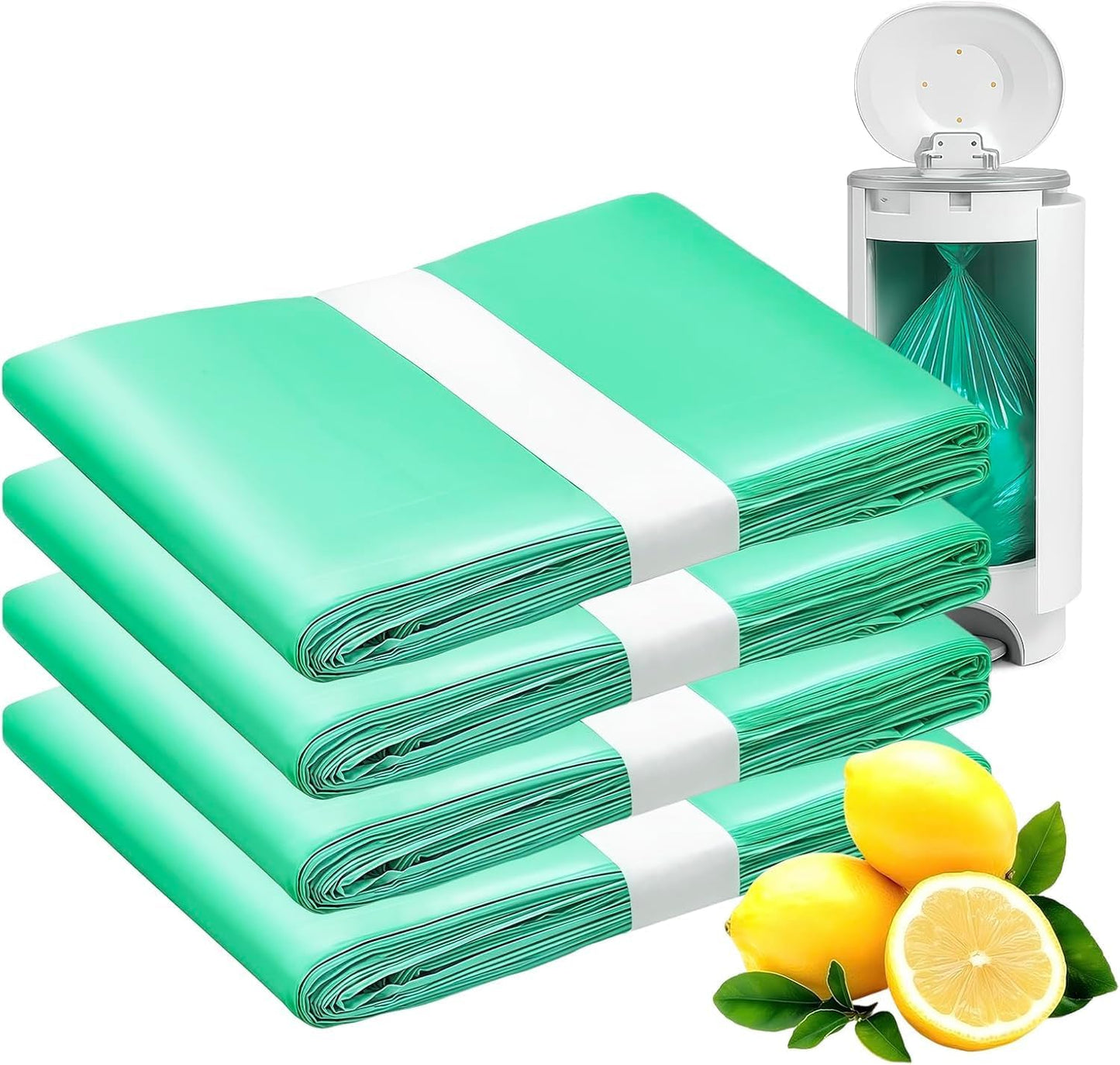 Compatible with Diaper Dekor Plus Diaper Pail Refills | Lemon Scent 2 Count | Extra Thick Leak Proof Odor Control | Most Economical Refills for Diaper Dekor Classic & Eko Style Pails