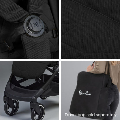 Silver Cross Clic Compact Travel Stroller – (Latte) – Lightweight Baby Stroller for Airplane Travel – One-Hand Fold, Lie-Flat Infant & Toddler Seat – Birth to 55 lb