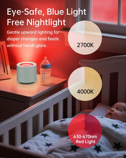 White Noise Sound Machine: Red Light Therapy Sleep Sound Machine with 38 Soothing Sounds & Calming Womb Soother, Memory Function, Dimmable Nursery Night Light with Timer for Baby Adult Gift
