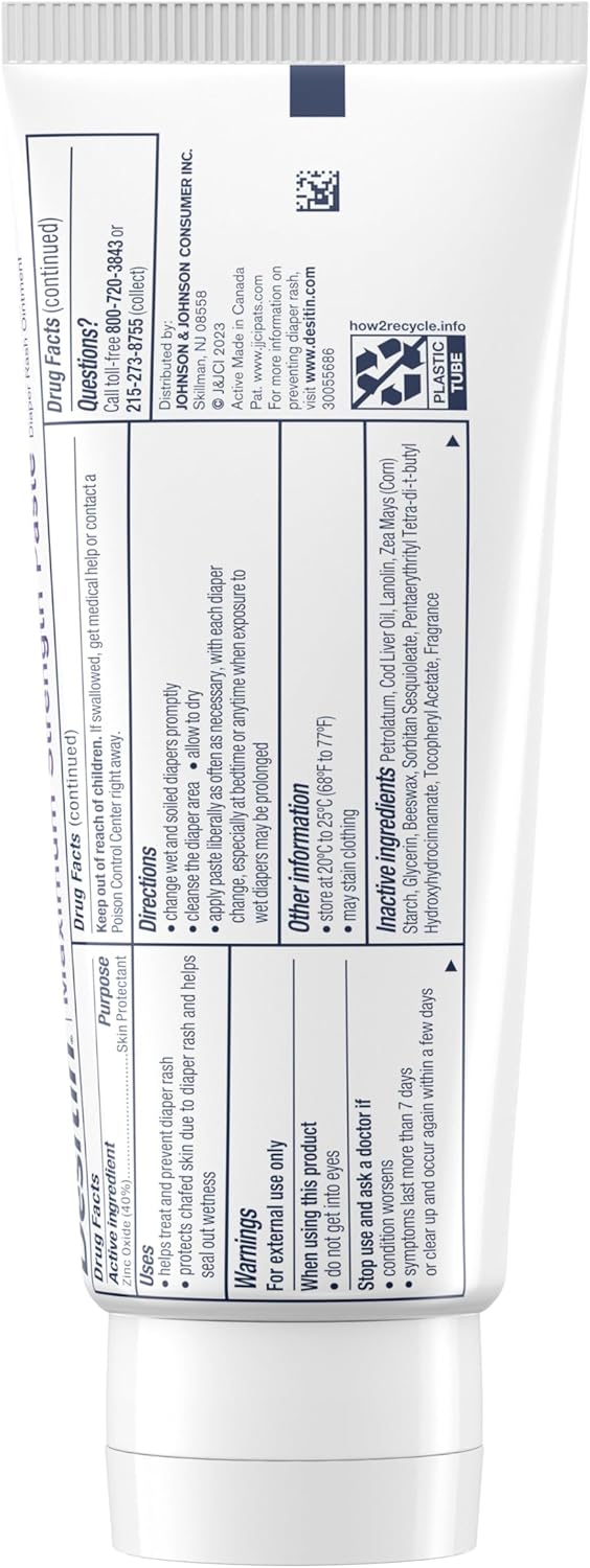 Desitin Maximum Strength Baby Diaper Rash Cream, 40% Zinc Oxide, Hypoallergenic No Added Parabens & Dyes, Protects & Relieves Baby’s Skin for Up to 12 Hours, Prevents Diaper Rash, 4.8 oz Tube