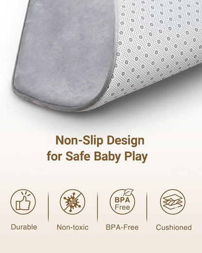 Thick Hexagon Playpen Mat,65x56 Inch Baby Play Mat for Floor,Soft Support & Plush Feel Foam Mats Play Tent Mats for Infant,Kids,and Toddler Crawling,Non-Slip Back for Indoor Playhouses(Light Grey)