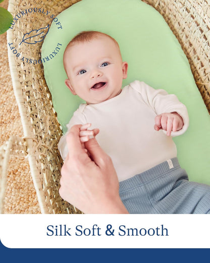 Supersoft Pack and Play Sheets Fitted, Premium Bamboo Viscose Mini Crib Sheets, Pack N Play Mattress Sheets, Graco Playard Baby Sheets Neutral for Boys Girls, 5'' Deep Pocket 2-Pack
