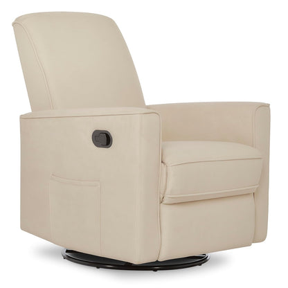 Evolur Raleigh Upholstered Manual Glider Recliner– Rocking & 360° Swivel with Smooth Glide – Greenguard Gold & FSC Certified – Modern Nursery and Living Room Chair in Light Sand