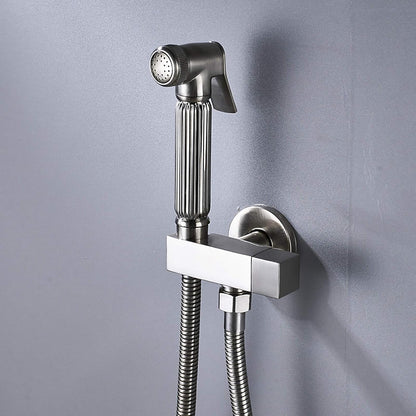 Handheld Bidet Sprayer for Toilet with Single Cold Water, Wall Mounted Bathroom Cloth Diaper Set Brass Kit for Pet Bathing, Personal Hygiene,Brushed Nickel(Chrome)
