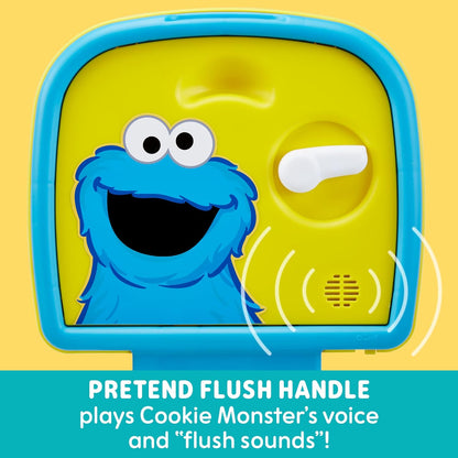 Sesame Street Cookie Monster Terrific 3 in 1 Potty Training Toilet Seat and Step Stool, Easy Clean Design with Flush Handle and Sounds, Portable, Great for Travel, Perfect for Toddler Boys & Girls 1-3