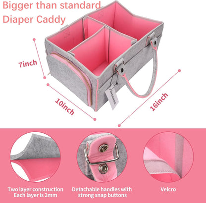 Baby Diaper Caddy Organizer for Boy or Girl Large Nursery Storage Bin Basket Portable Holder Tote Bag for Changing Table and Car Baby Shower Gifts Newborn Essentials Stuff Registry Must Haves Item