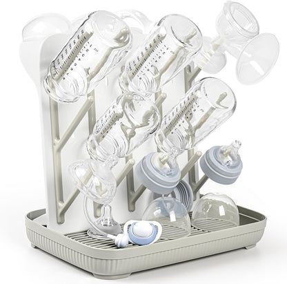 Termichy Baby Bottle Drying Rack: Large Vertical Bottle Dryer Rack Holder - Space Saving Standing Drying Rack for Baby Bottles and Pump Part Cleaning (Gray)