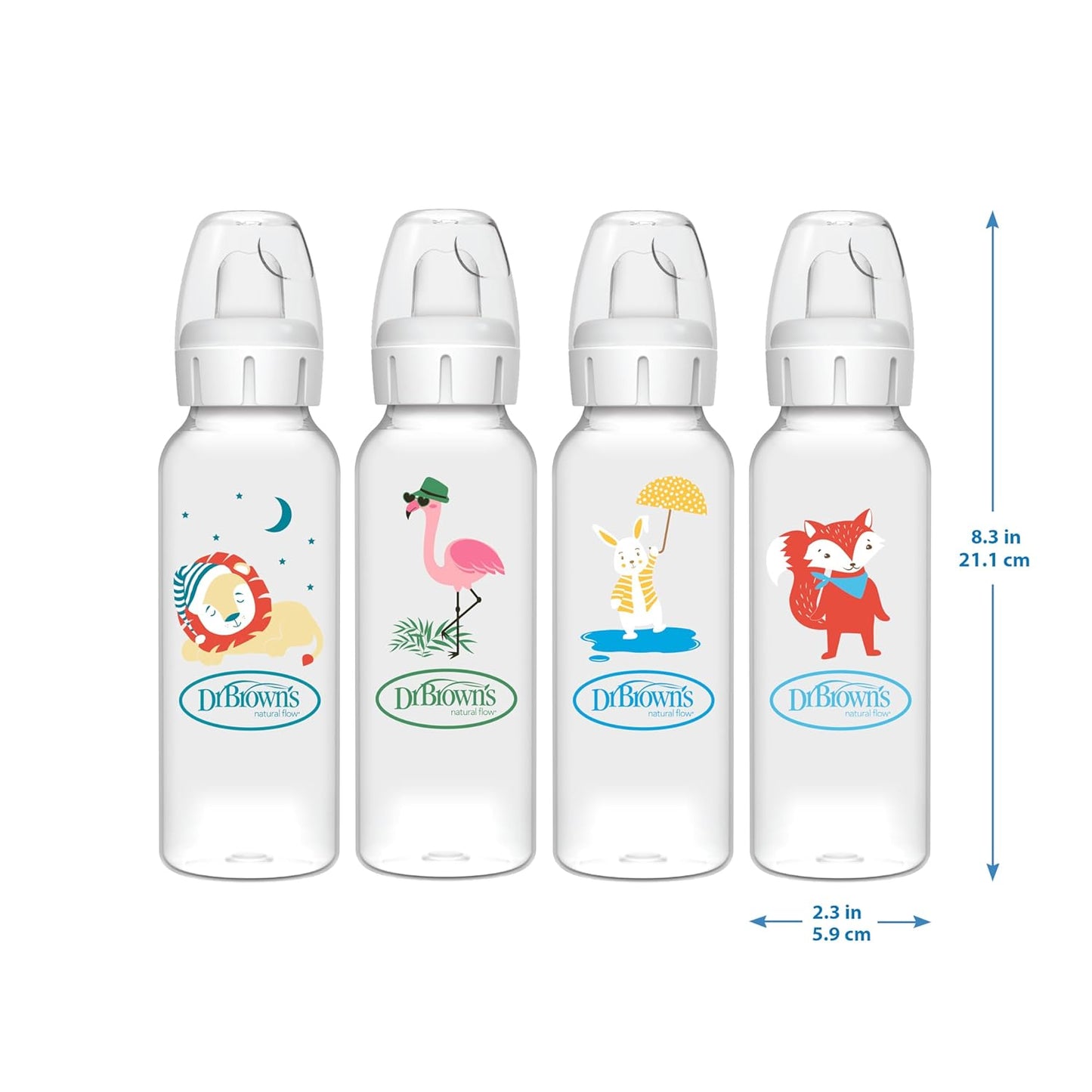 Dr. Brown's Milestones Narrow Sippy Bottle, 100% Silicone Soft Sippy Spout, 8oz/250mL, Flamingo & Bunny, 6m+