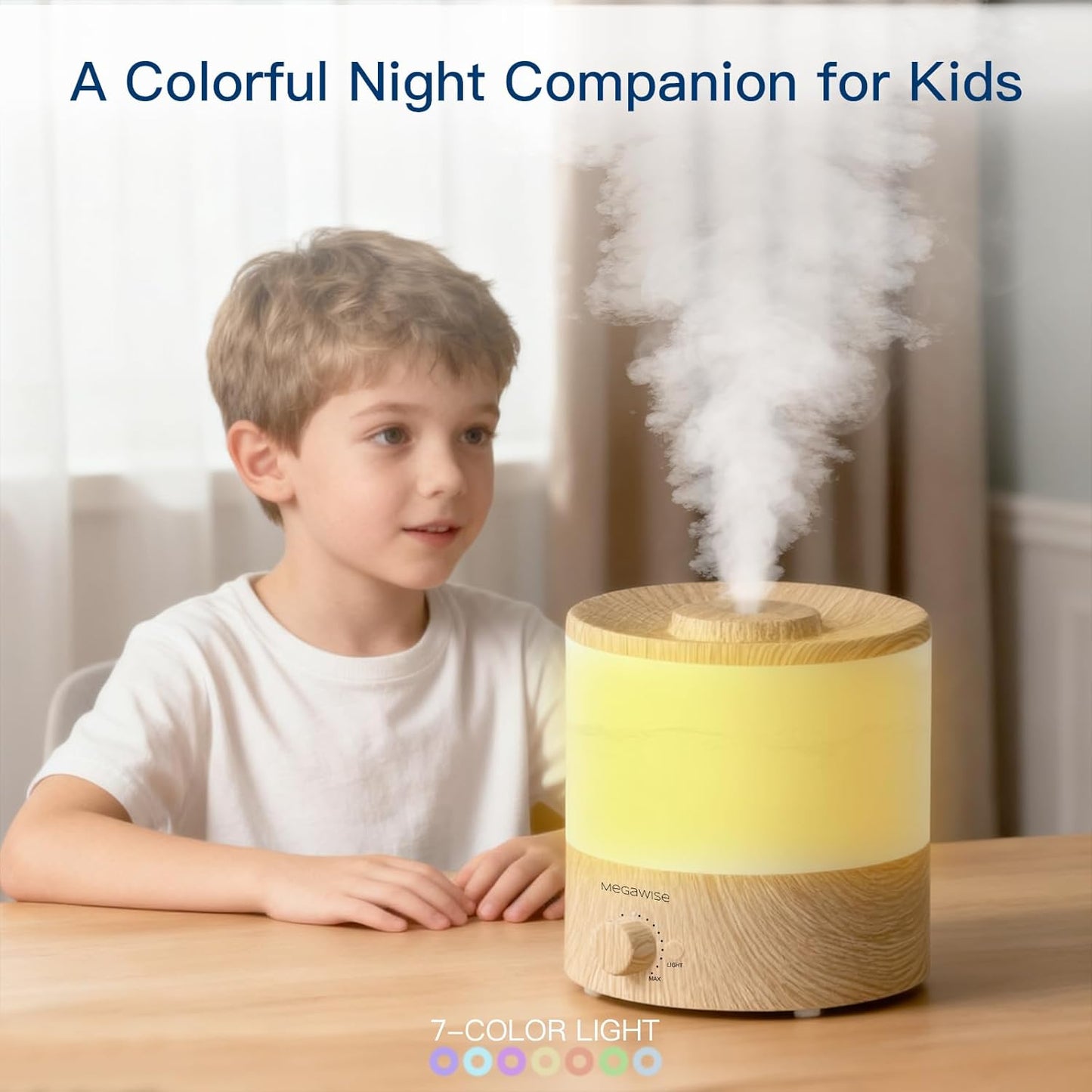MegaWise Ultrasonic Cool Mist Humidifier | Quiet Operation, Top Fill, Auto Shut-Off | Ideal for Bedroom, Baby Room, and Plants (3.5 L)