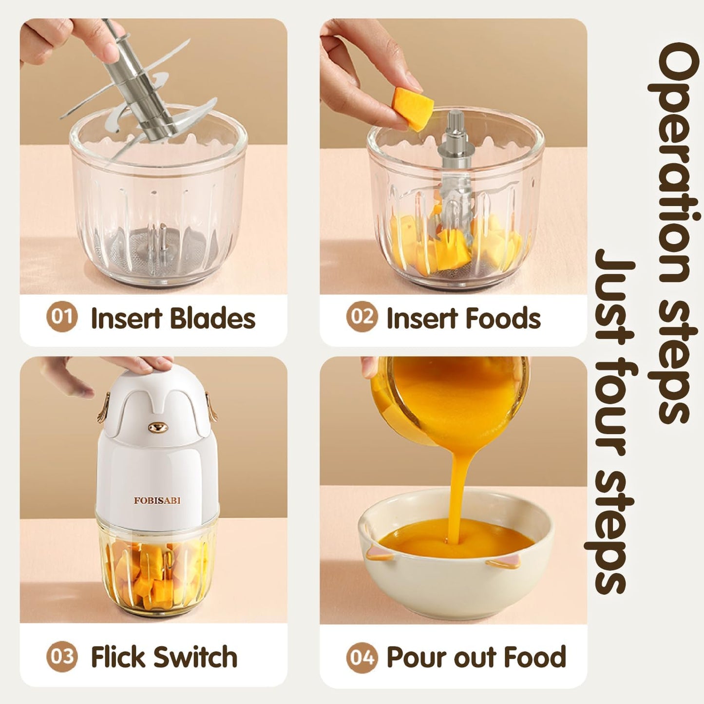 Baby Food Maker - Processor & Blender for Fresh Meals, Fruits, Veggies, Meat & Puree (White)