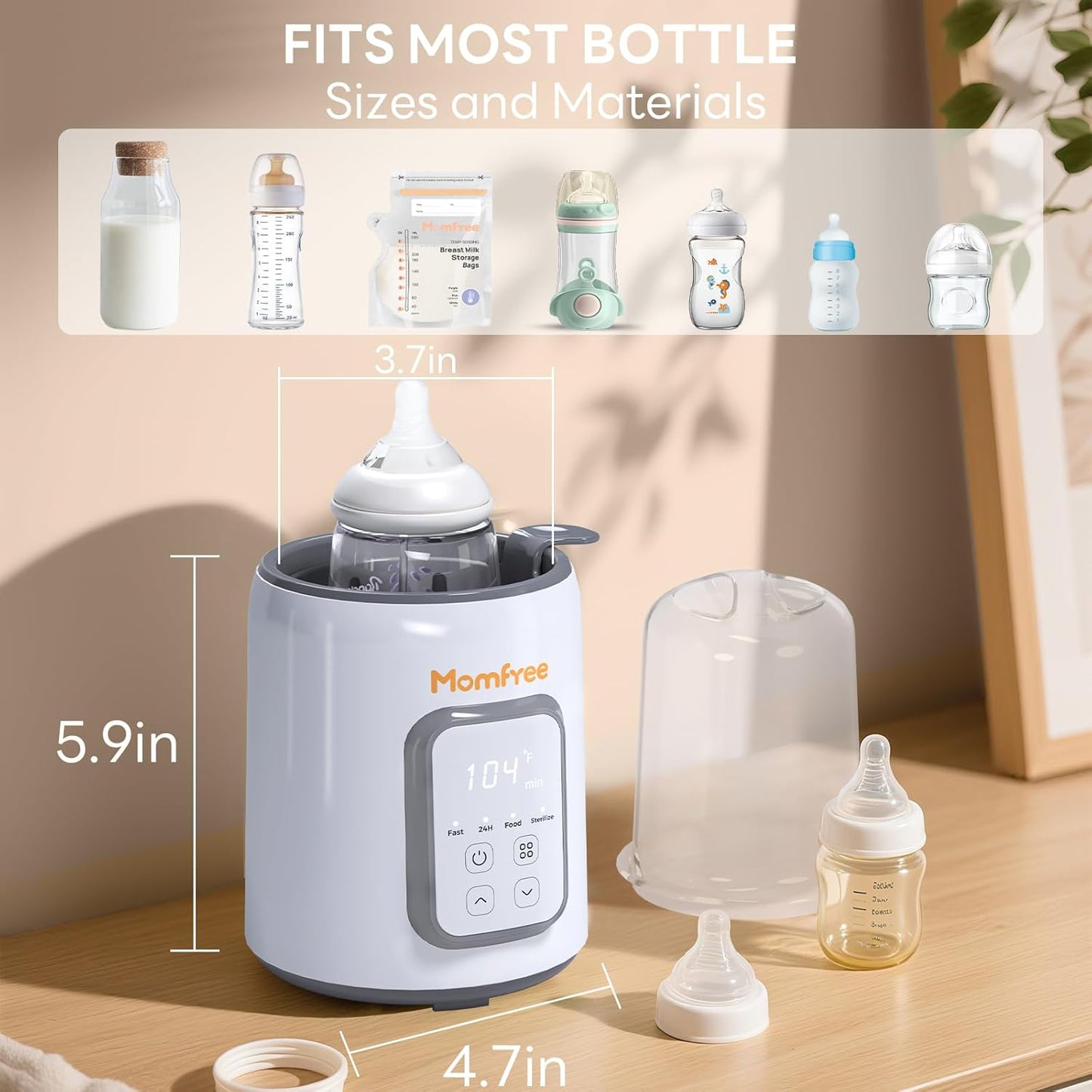 Bottle Warmer, 8-in-1 Fast Baby Bottle Warmer for Breastmilk and Formula,Milk Warmer with Accurate Temperature Control and Automatic Shut-Off,Multifunctional Bottle Warmers for All Bottles (Purple)