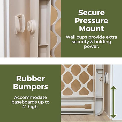 Toddleroo by North States - Renew 100% Recycled Plastic Baby Gate for Doorway; Sturdy for Indoor & Outdoor Use: Pressure Mounted, No Drill Gate; Made in USA; 26" to 42" Wide, 26" Tall; Sandstone