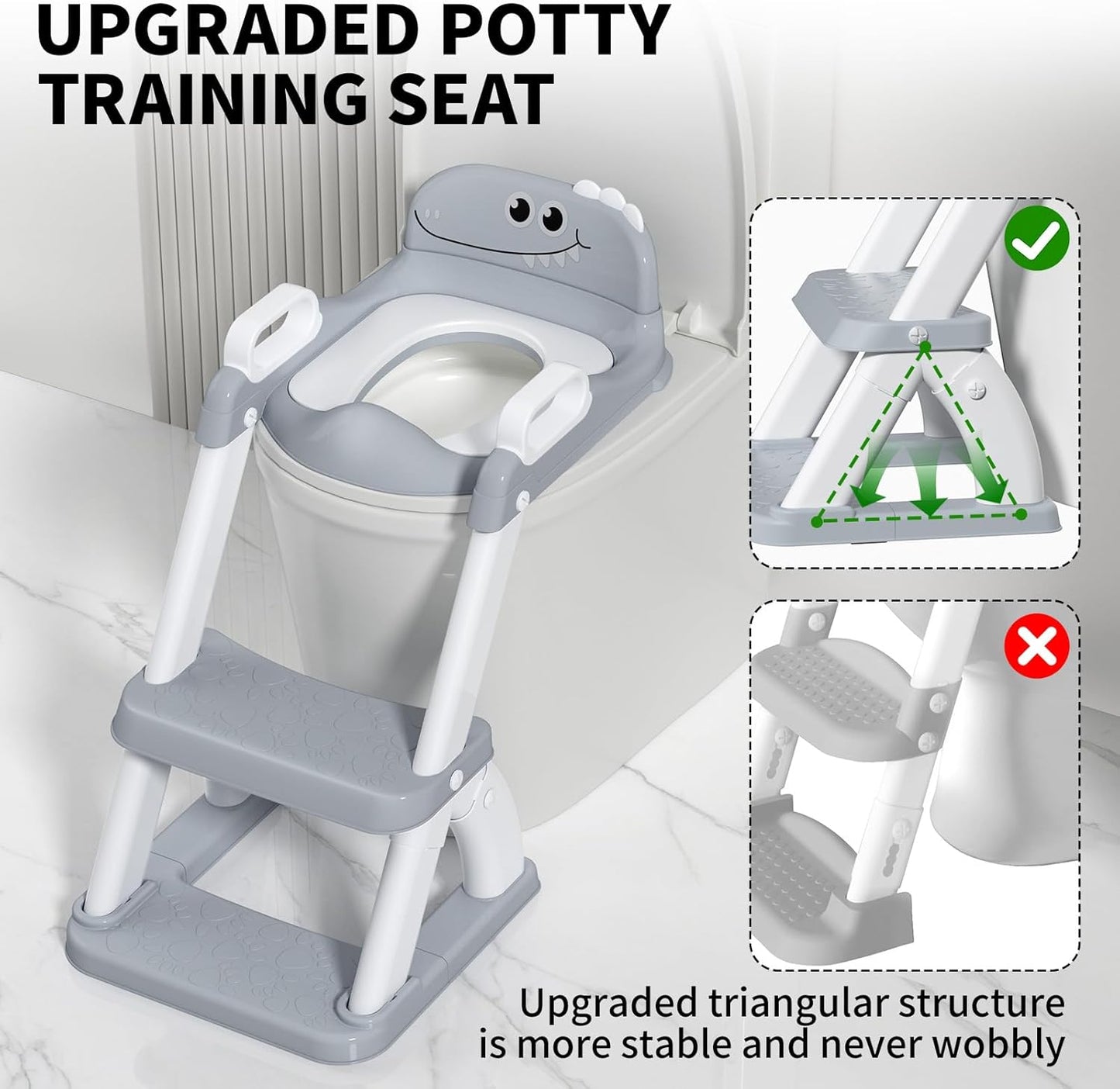 Potty Training Seat for Toddlers, 2 in 1 Potty Training Toilet with Anti-Slip Pad Step Stool, Toddler Toilet Seat for Boys and Girls (Include 2 Ducks)
