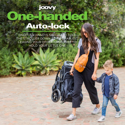 Joovy Kooper X2 Double Stroller, Lightweight Travel Stroller, Compact Fold with Tray, Black