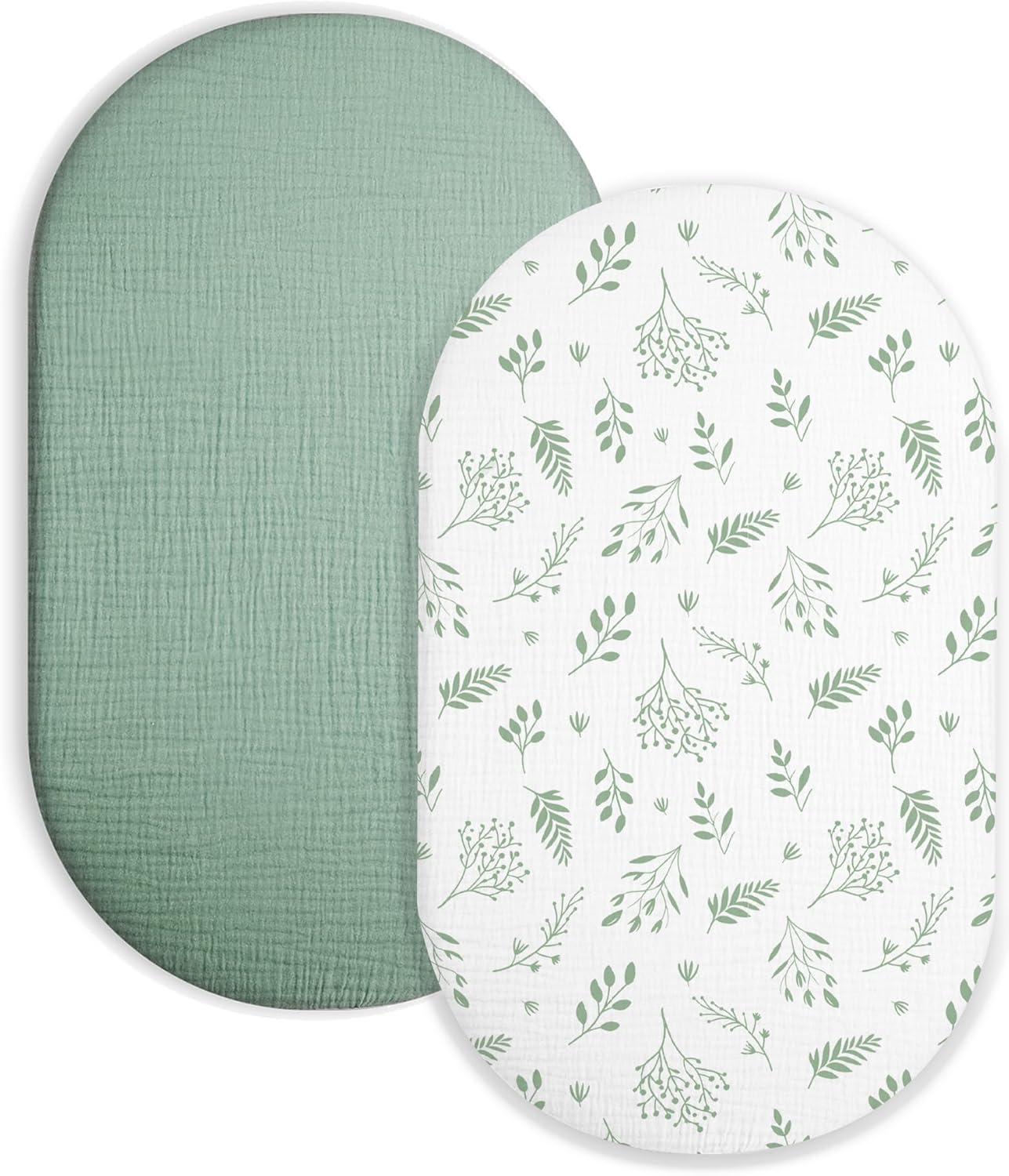 Muslin Bedside Bassinet Sheets 2 Pack, 33x20 Fitted Ultra Soft & Breathable Bedside Sleeper Sheets, Ideal for Baby Girl and Boy, Perfect for Newborns (Hopping Bunnies & Beige)
