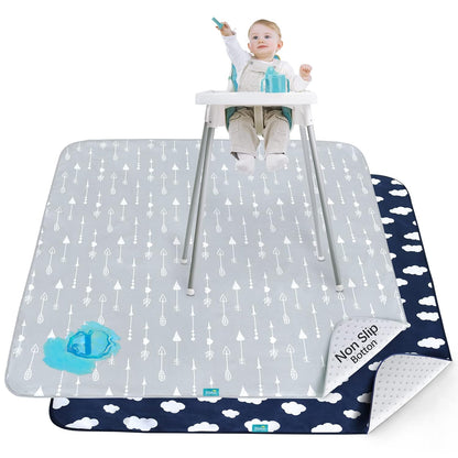 Splat Mat 2 Pack for Under High Chair & Arts & Crafts & Eating Mess, Waterproof 42''×46'' Baby Playtime Anti-Slip High Chair Mat for Floor or Table, Reusable & Portable Splash Mat