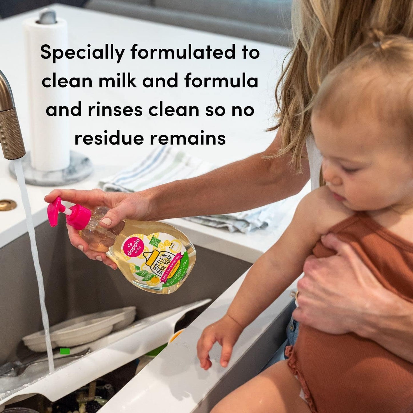 Dapple Baby Fragrance Free Bottle & Dish Soap - (3 Pack) 16.9 fl oz - Cleans Baby Bottles, Sippy Cups, Pacifiers, Breast Pumps, & More - Gently Removes Milk Film & Odors - Includes 1 Pump