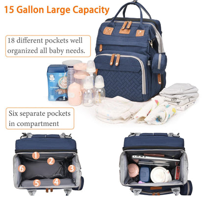 Astro alan Baby Diaper Bag with Changing Station, Waterproof Diaper Bag Backpack for Moms Dads with USB Charging Port, Baby Shower Gifts, Large Capacity diaper backpack, Grey