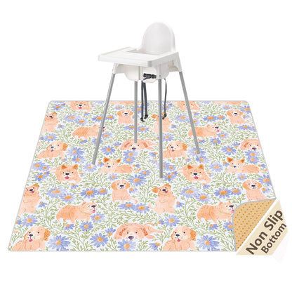 Splat Mat for Under High Chair/Arts/Crafts, Waterproof and Anti-Slip Splash Mat Floor Protector, Washable Highchair Floor Mat, 51 Inch Reusable Messy Mat and Baby Feeding Table Cloth