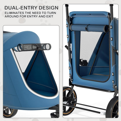 MoNiBloom Large Pet Stroller with Anti-Slip Ramp, Heavy Duty Dog Stroller Up to 99lb, Safe & Gentle Mobility Aid, All-Terrain Wheels, Idea for Injured, Disabled, & Senior Dog