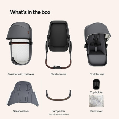 Mompush Ultimate2 Baby Stroller, Premium Convertible Full-Size Stroller for Toddler, Reversible Seat with One Hand Recline Adjustment, Car Seat Adapter Included