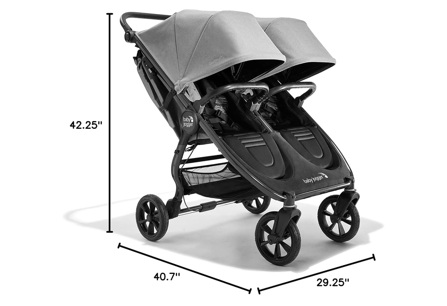Baby Jogger City Mini GT3 All Terrain Baby Stroller with Forever Air Rubber Tires, All Wheel Suspension, Lightweight Stroller with Magnetic Buckle, No-Rethread Harness, and Foot Brake, Frosted Ivory