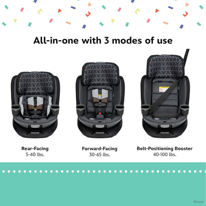 Disney Baby Turn and Go 360 Rotating All-in-One Convertible Car Seat, Vintage Mickey Mouse