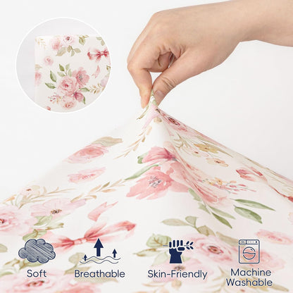 PHF 3 Pack Soft Mini Crib Sheets, Floral & Animal Pack N Play Sheets for Baby Boys Girls, No Slip Universal Fit for Pack N Play, Playard, Portable and Mini Crib Mattresses,Floral & Animal
