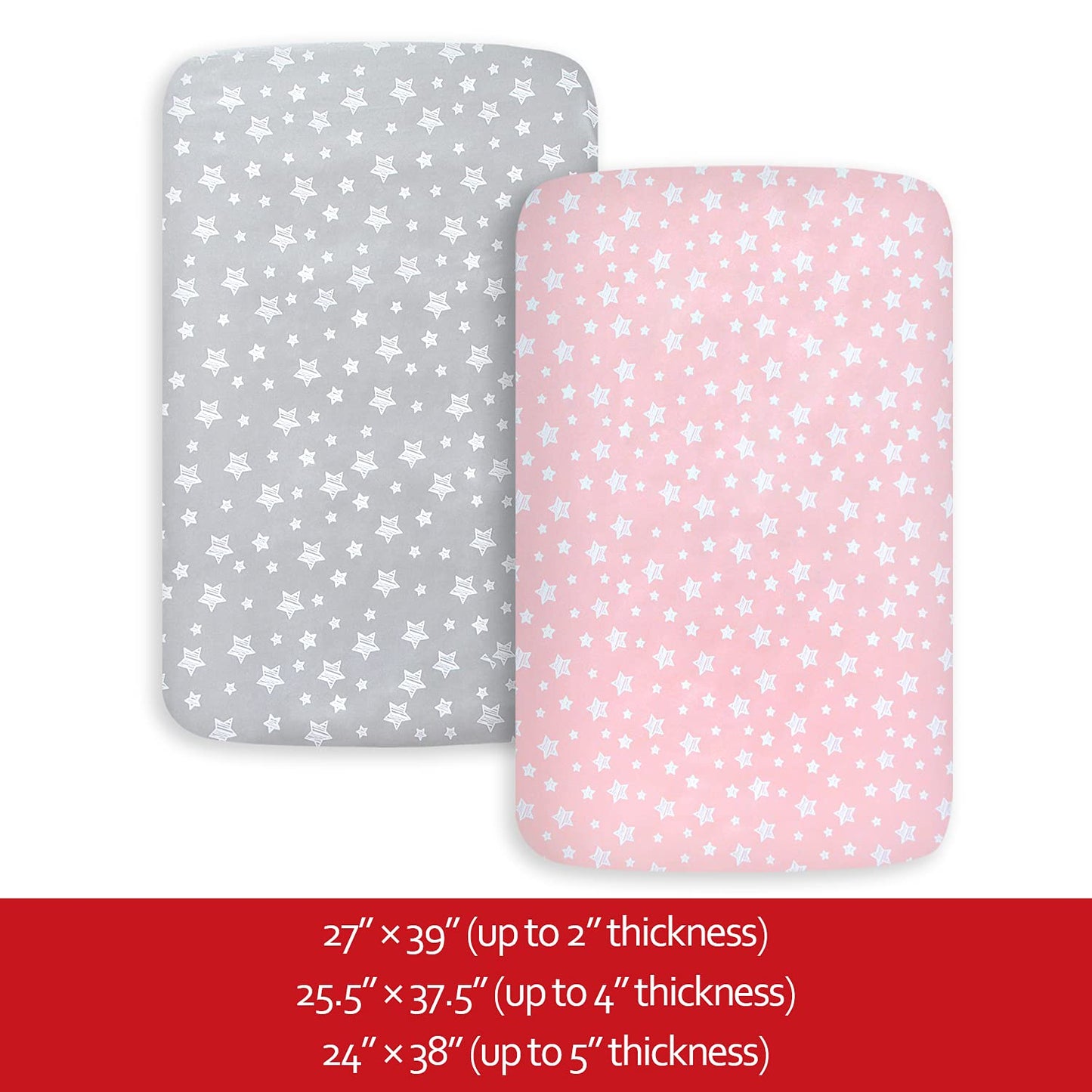 Pack and Play Sheets, 2 Pack Mini Crib Sheets, Stretchy Playard Fitted Sheet, Compatible with Graco Pack n Play, Soft and Breathable Material, Planet & Flower